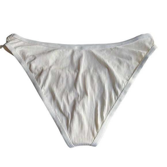Good American 7 4X Plus Bikini Bottom Swimwear High Cut Ribbed Ivory NWT Beach - Picture 2 of 7
